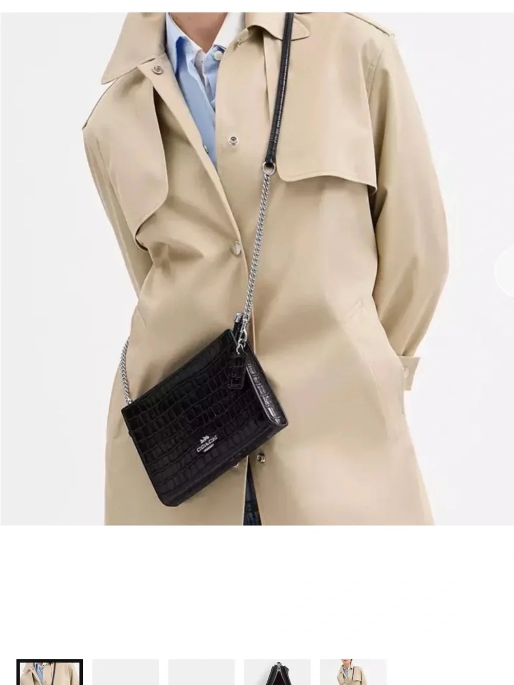 Coach Black Croc-Embossed Leather Chain Crossbody Bag